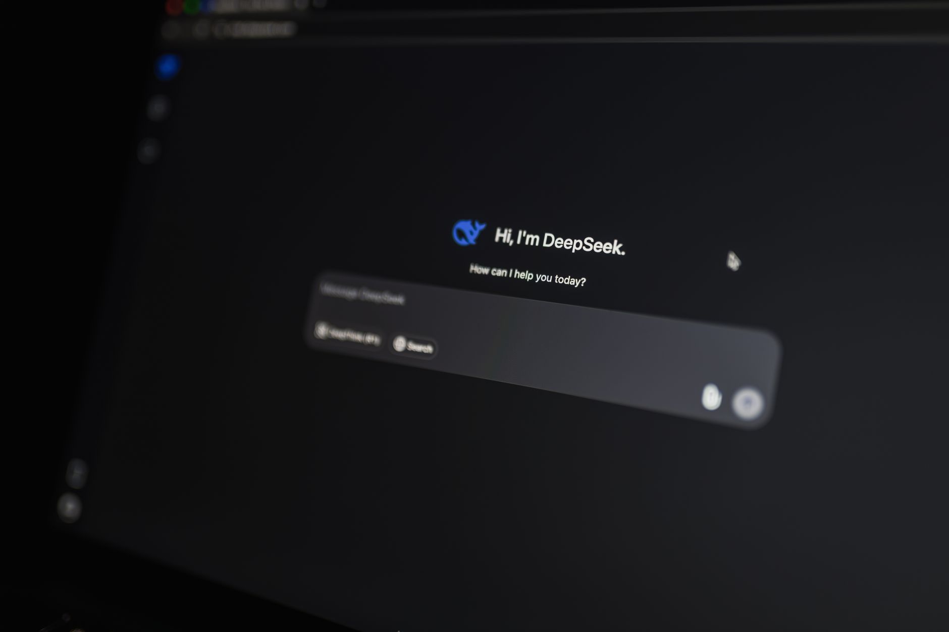 Close-up of an AI-driven chat interface on a computer screen, showcasing modern AI technology.