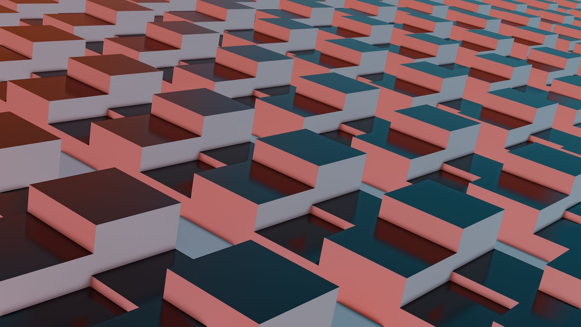 A contemporary 3D geometric pattern with futuristic design elements in muted tones.